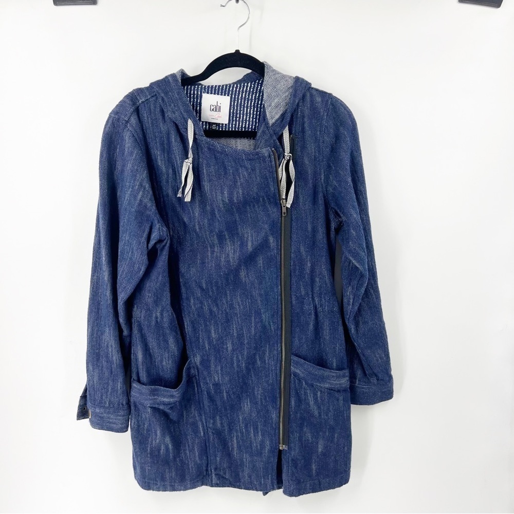 ✅ Cabi Love Carol Women's Full Zip Denim Hoodie Jacket Size MEDIUM BLUE